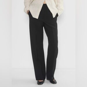 Aritzia Babaton Agency Linen Blend Full Length Pants in Black Onyx